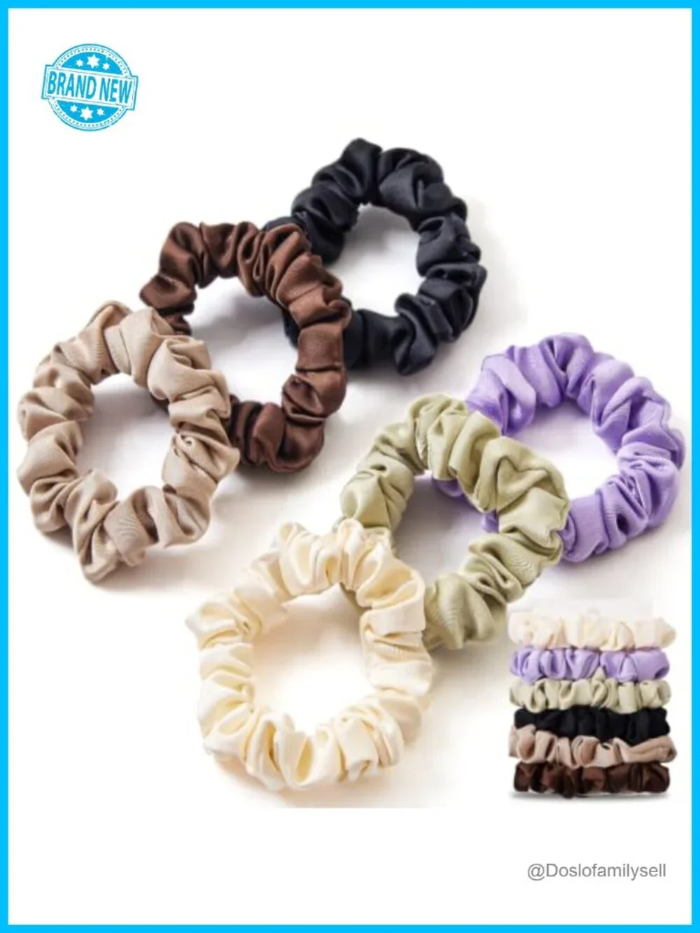Satin Scrunchies, Silk-Touch Hair Ties, Soft No-Damage Hair Accessories, 6-Pack